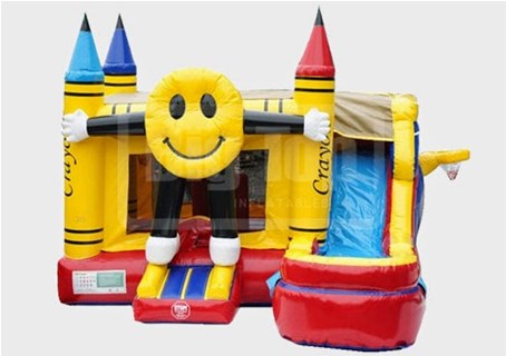 Smiling Emoji Bounce House with Water Slide and Pool