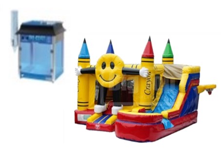 Smiling Emoji Bounce House and Snow Cone Machine 